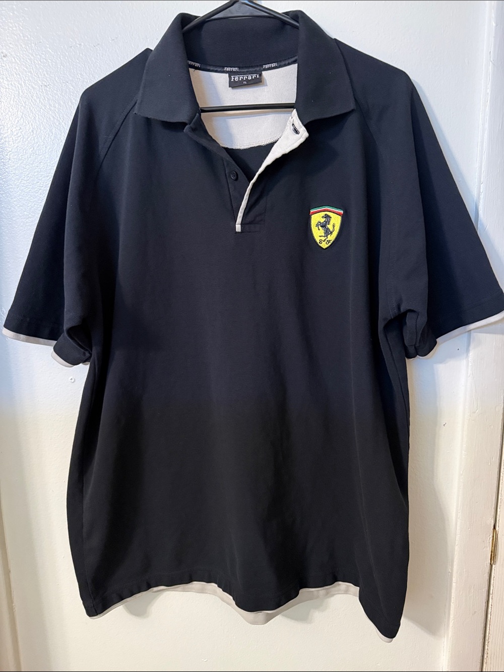 Ferrari Black Polo with Yellow Shield Patch